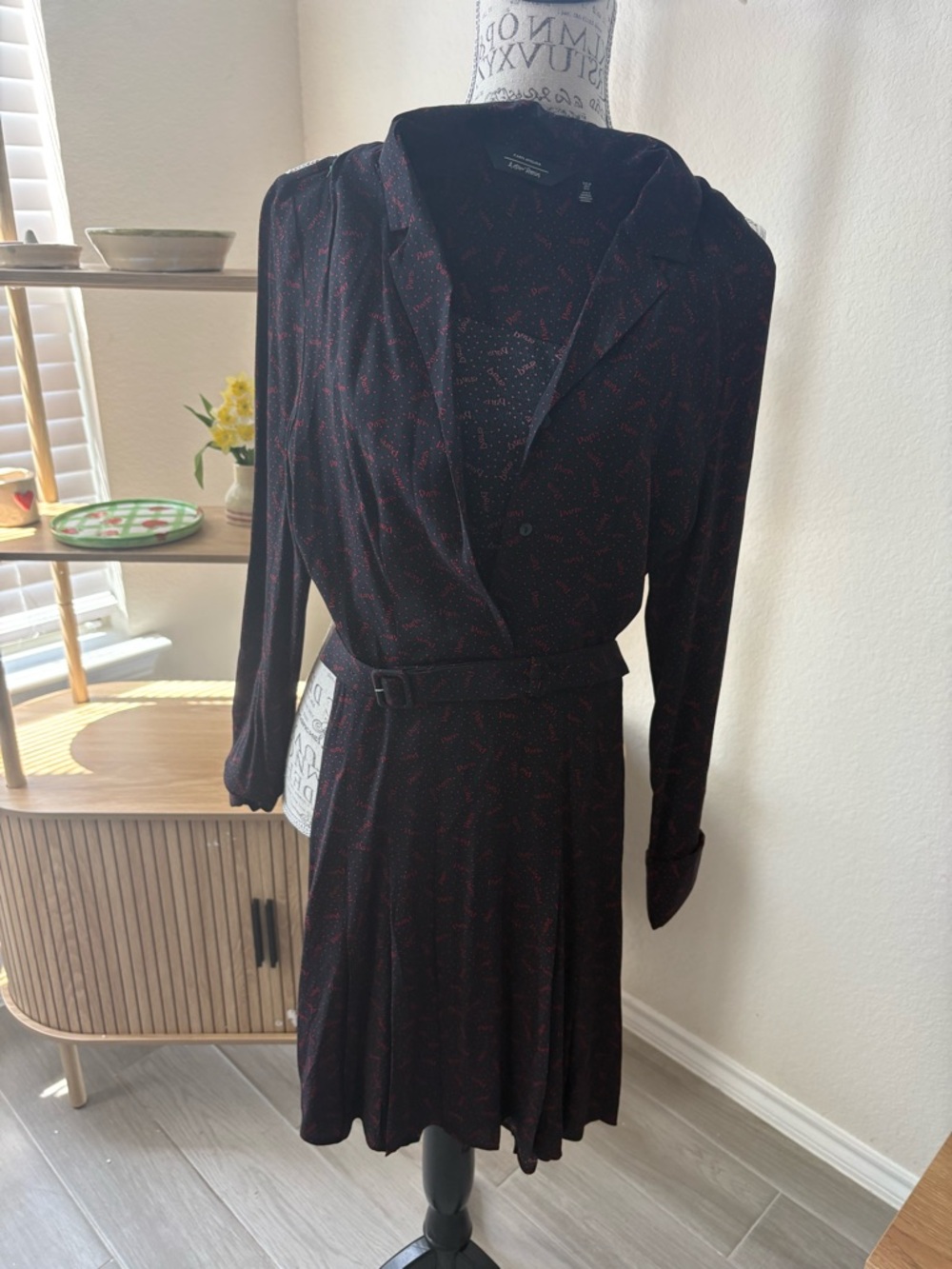 & other stories Women's Black Dress with Red Print (Paris)